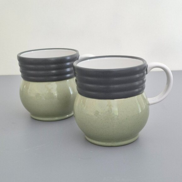 Pfaltzgraff Other - Pfaltzgraff Sphere Stoneware Mug Set of 2, Charcoal Gray & Green Modern Design